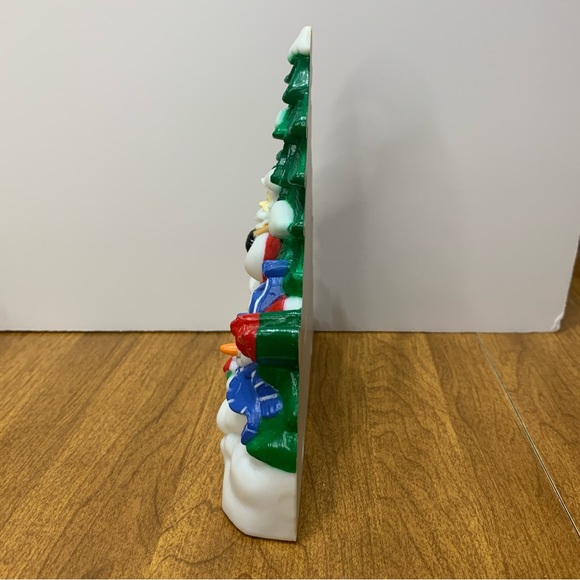 💕2/$20💕 Vintage Plastic J.S.N.Y Santa Scene Snowman Reindeer 6” Wall Hanging - Picture 12 of 14